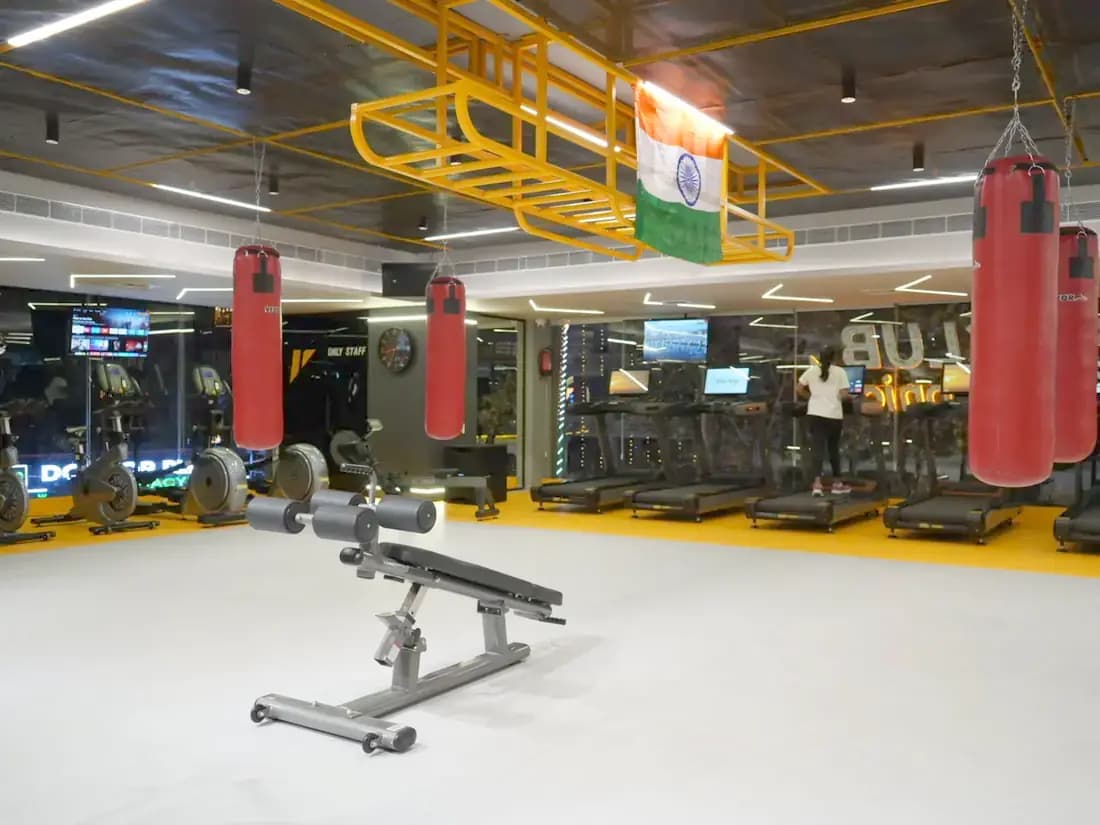 Boxing bags on the training floor