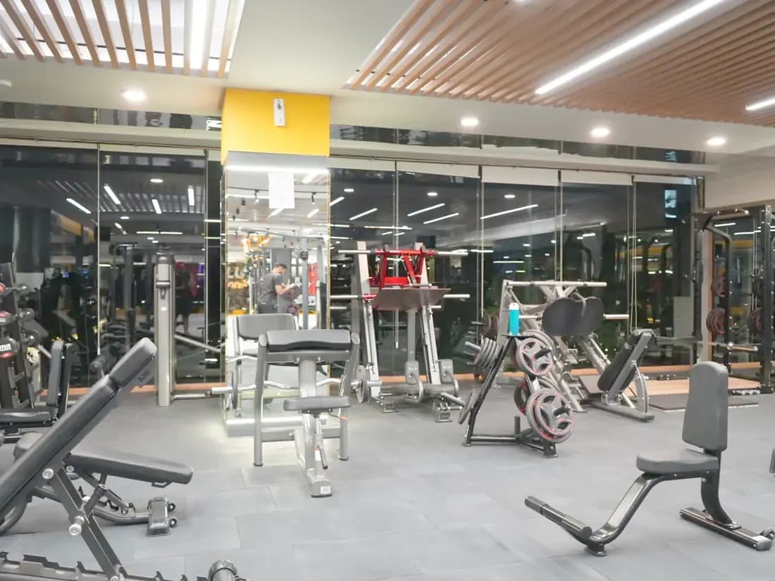 Mirrored strength training area